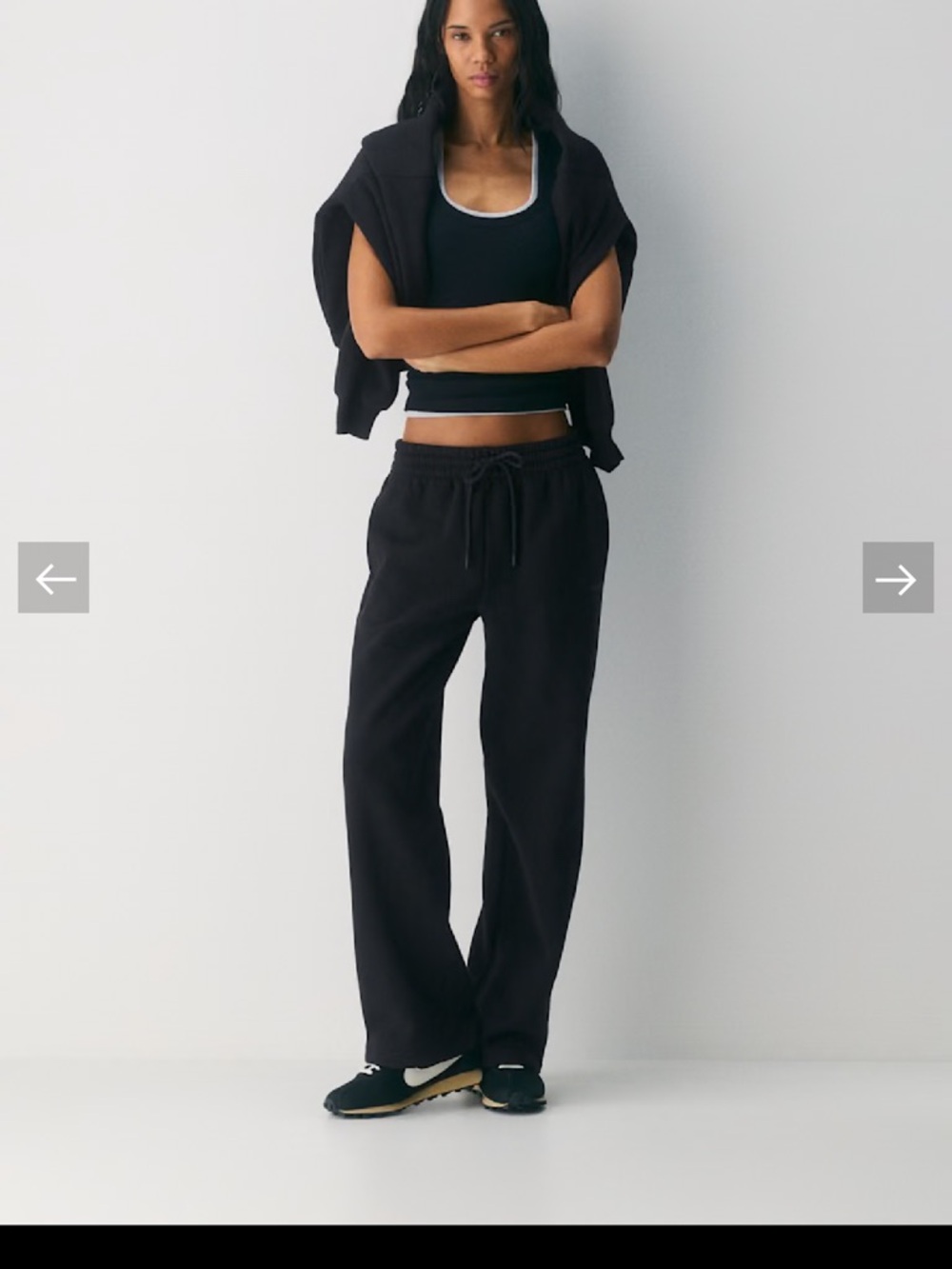 Aritzia TNA Black Cozy Sweatfleece Boyfriend Wide Sweatpant